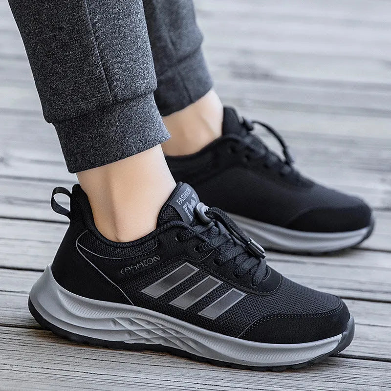 Unisex breathable mesh mom shoes with elastic band and non-slip sole in multiple colours.