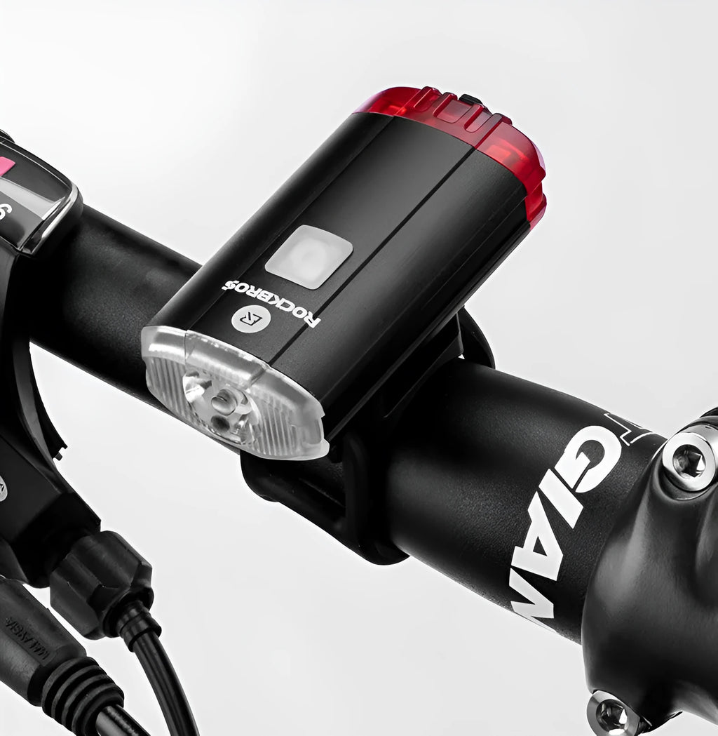 Black bicycle helmet light 100 lumens USB rechargeable with aluminium alloy shell