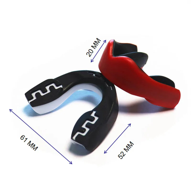Adult boxing mouthguard with tooth socket design in three colour variations