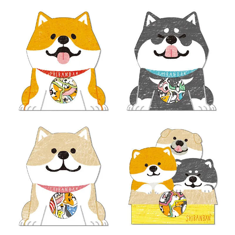 Pack of hand-drawn dog-themed irregular shape stickers in waterproof vinyl material for journal decoration