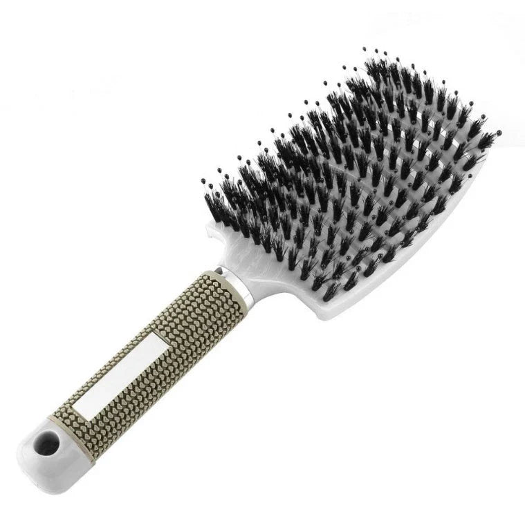 Detangling hairbrush with bristle and nylon teeth for effortless hair management and scalp massage