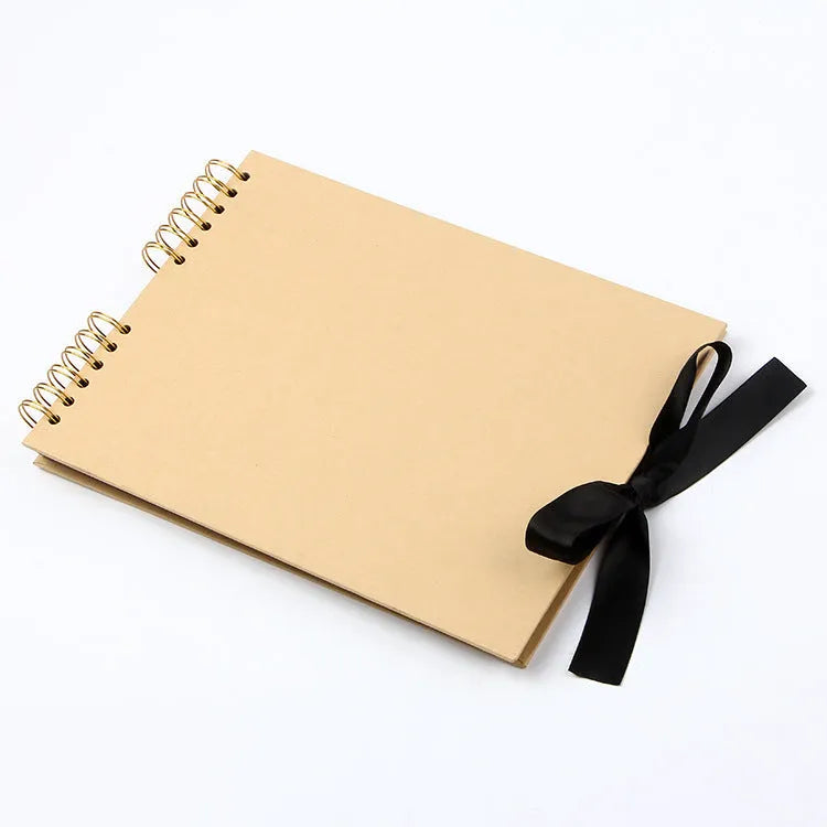 DIY spiral-bound photo album with a kraft paper cover in landscape A4 format