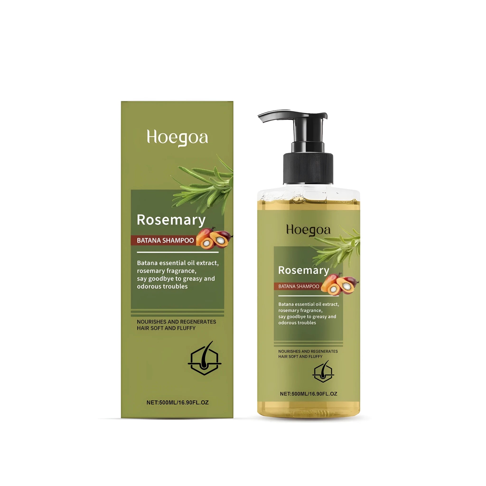 500 ml bottle of Rosemary Hair Growth Shampoo with rosemary extract and Platthana oil formulation