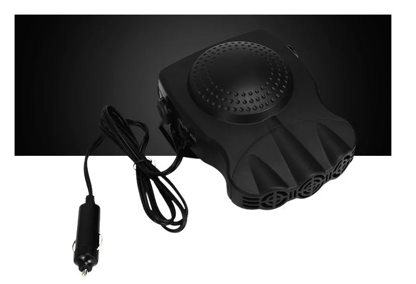 Electric car 12V heater defroster with three air outlets and 180-degree rotating base, black colour