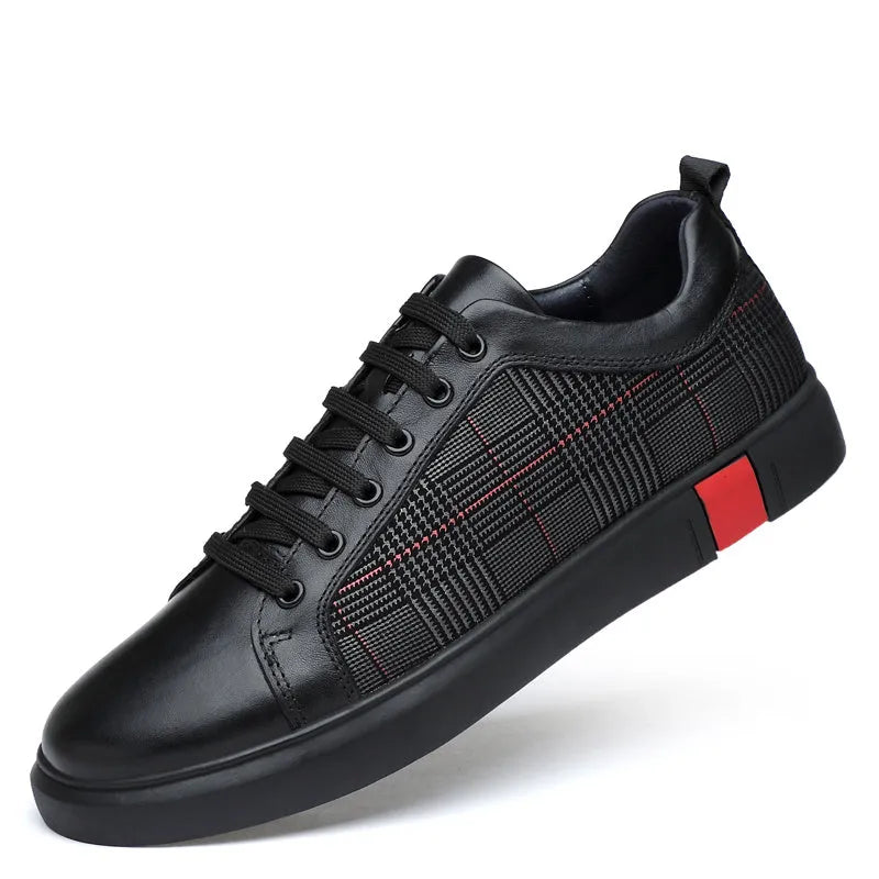 SOLEY men's genuine leather lace-up sneakers with rubber outsole, shown in a casual style.