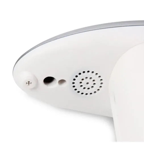 White automatic sensor soap dispenser on kitchen counter with infrared hand detection