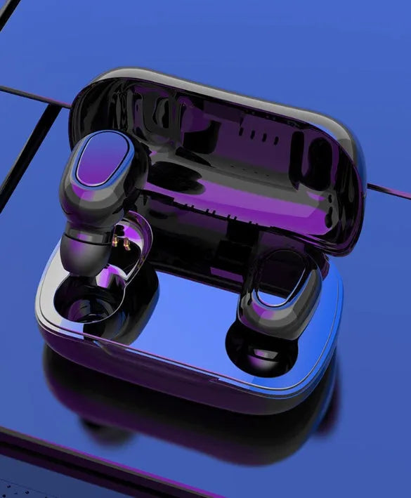 Sports mini in-ear Bluetooth 5.0 headphones with 8mm copper ring speaker and food silicone ear caps