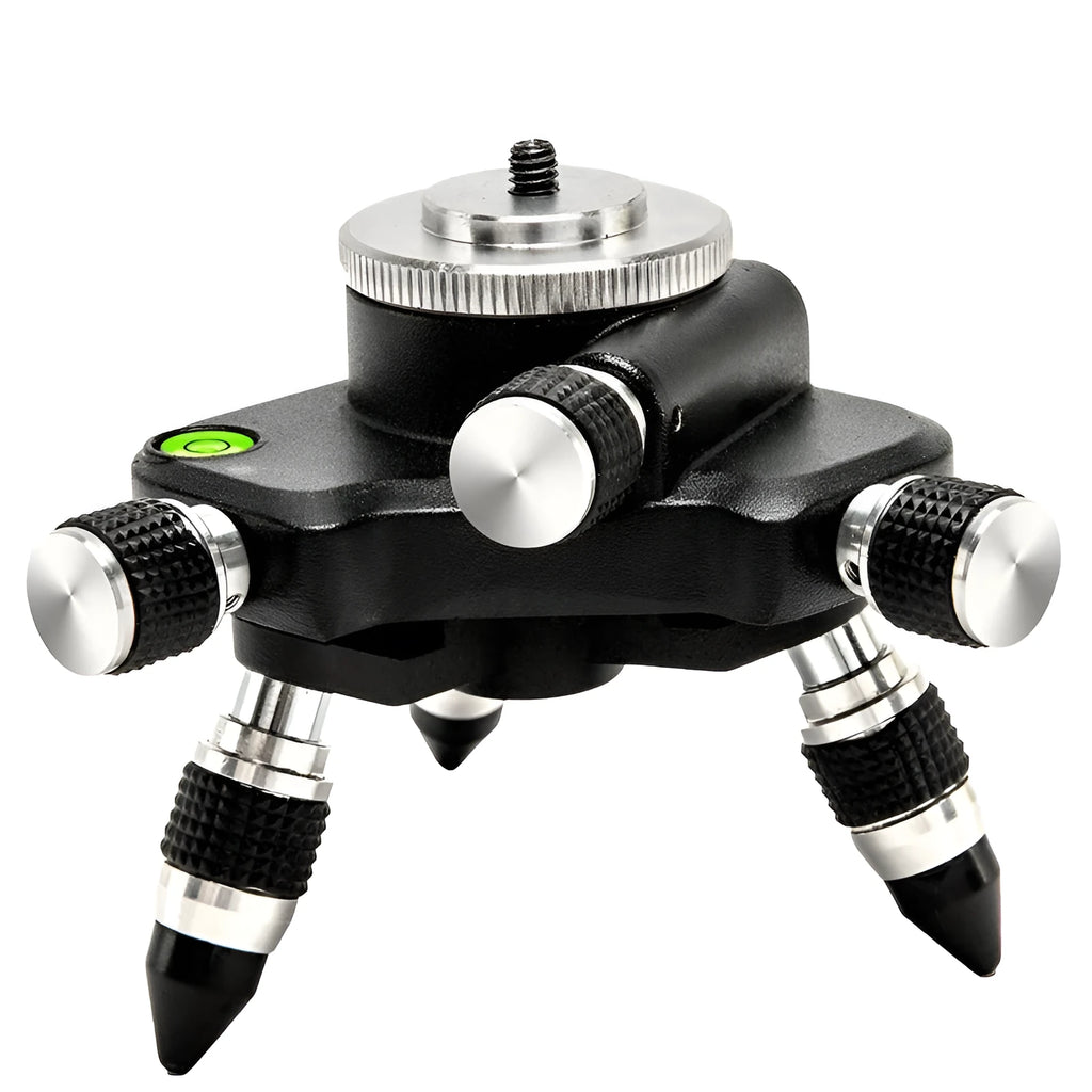 Black aluminium alloy spirit level base with 360-degree rotation for tool alignment