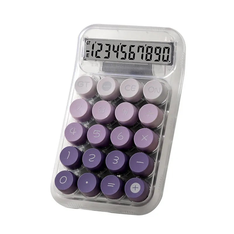 Mechanical keyboard calculator with gradient colour design in blue, green, pink, or purple options