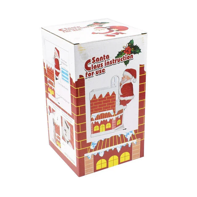 Magical Santa Claus decoration that climbs up and down a chimney, playing Christmas carols and creating a festive atmosphere