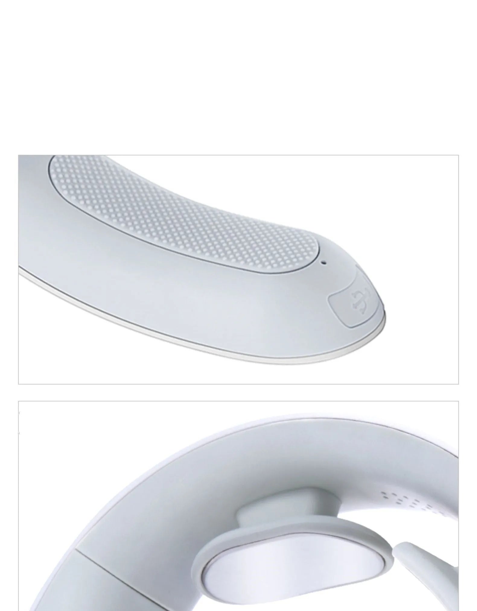White electric acupressure massager for back neck and shoulders with control buttons.
