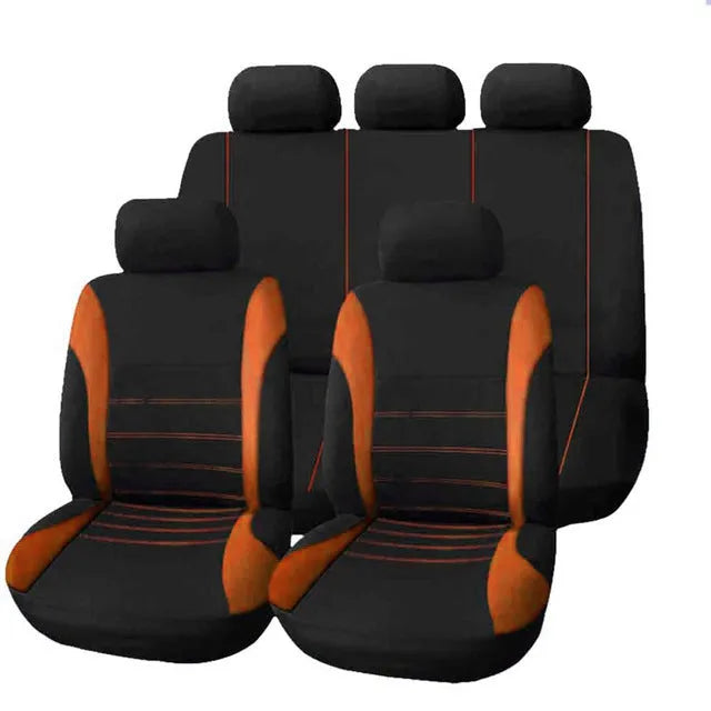 9-piece car seat cover set in grey, universal fit for most cars, bird's eye cloth fabric