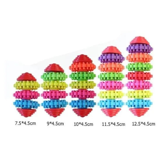 Colorful swivel TPR plastic seven-ring pagoda dog molar toy for teeth cleaning and play