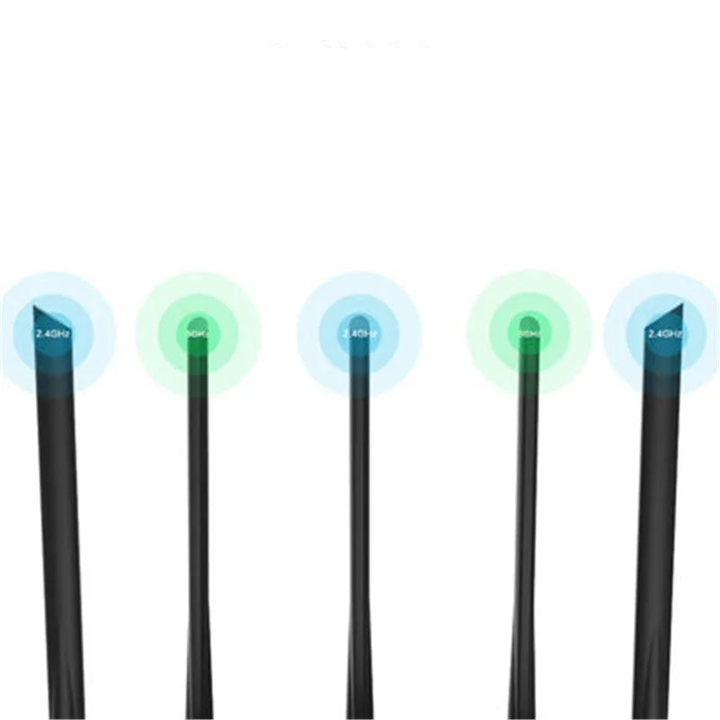 AC7 dual-band wireless router in black with four LAN ports and compact 220 x 141.5 x 49mm size