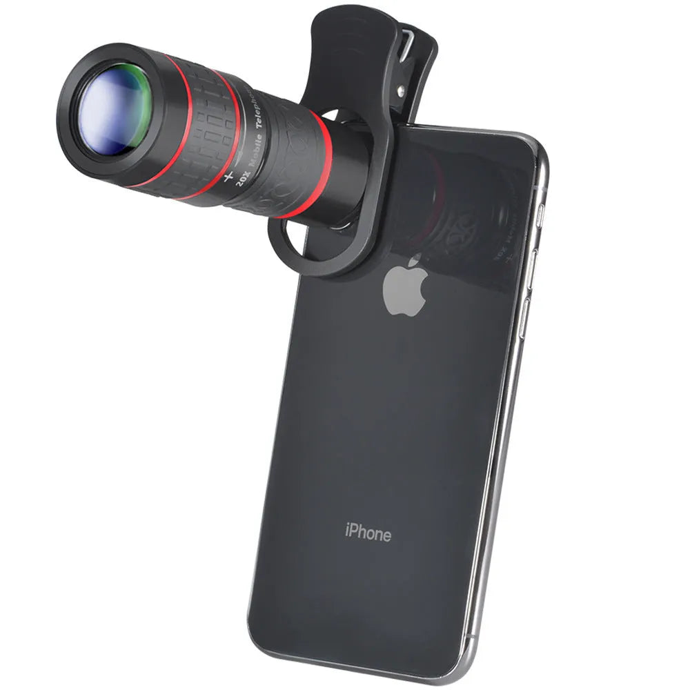 20x magnification cell phone telescope with universal clip attachment for smartphone cameras