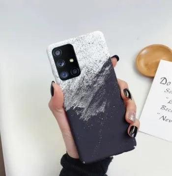 Frosted marble PC phone case for Samsung Galaxy showing marble pattern and precise cutouts