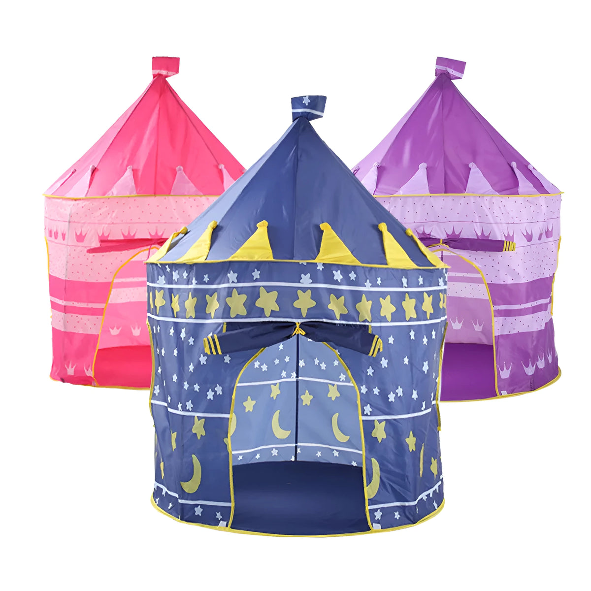 Foldable castle play tent for children with zipper carry bag – blue colour option