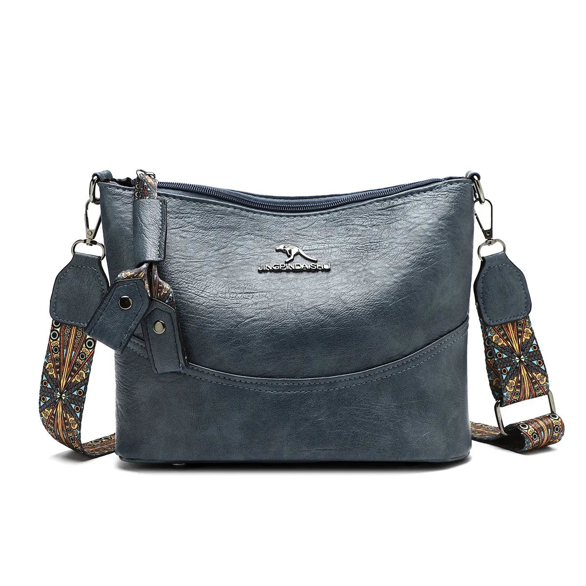 Simple all-match shoulder messenger bag in PU, horizontal square shape, six colour options including beige and black