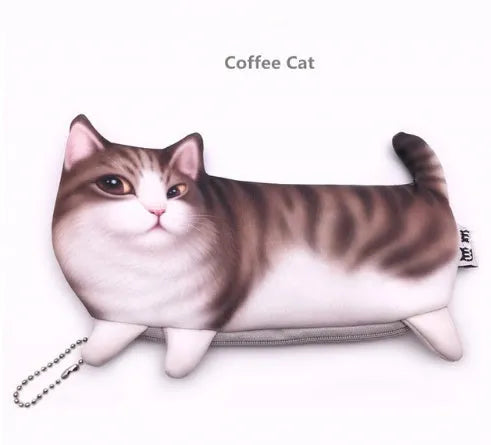 3D printing cat design travel cosmetic organiser bag in black, coffee, creamy, grey colours