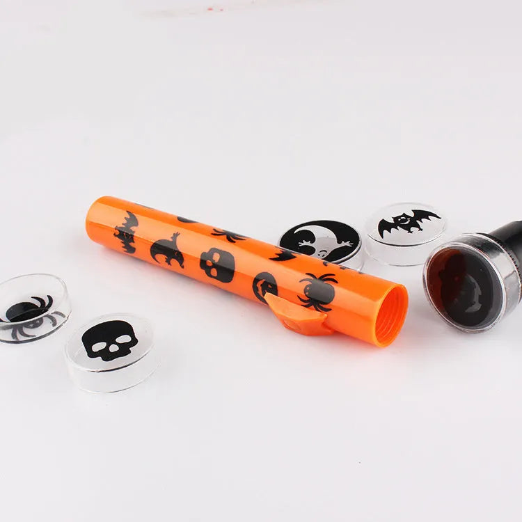Orange metal pumpkin skull flashlight small projection lamp for Halloween
