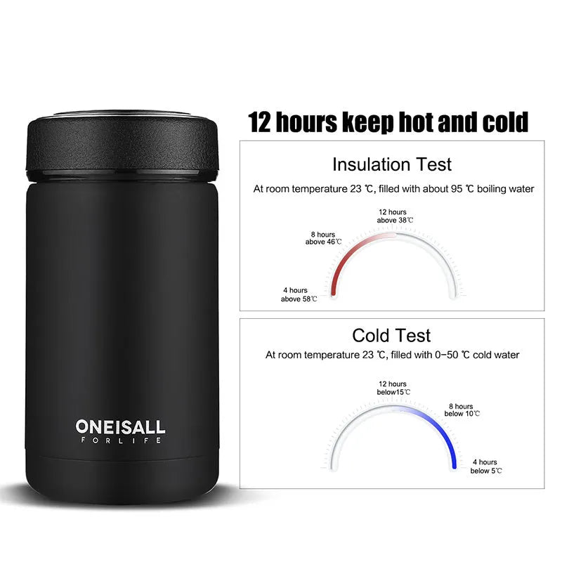 400ml insulated cup in 304 stainless steel with food grade PP and silica gel, 7.5cm x 15cm, black silver blue or gold