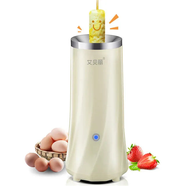 Mini breakfast machine in beige white colour on kitchen countertop