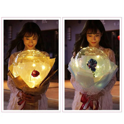 Luminous Balloon Rose Bouquet with LED lighting creating a magical ambiance for celebrations