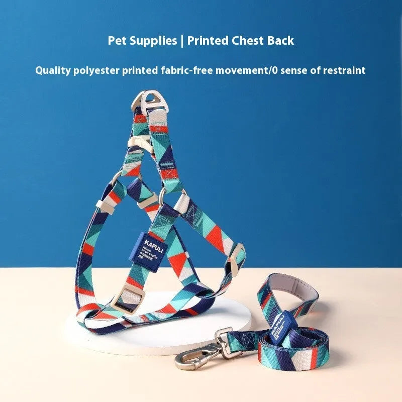 Polyester dog vest haulage rope package with chest strap and traction rope in multiple colours
