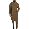 African striped cotton lounge set for men with long sleeve top and trousers