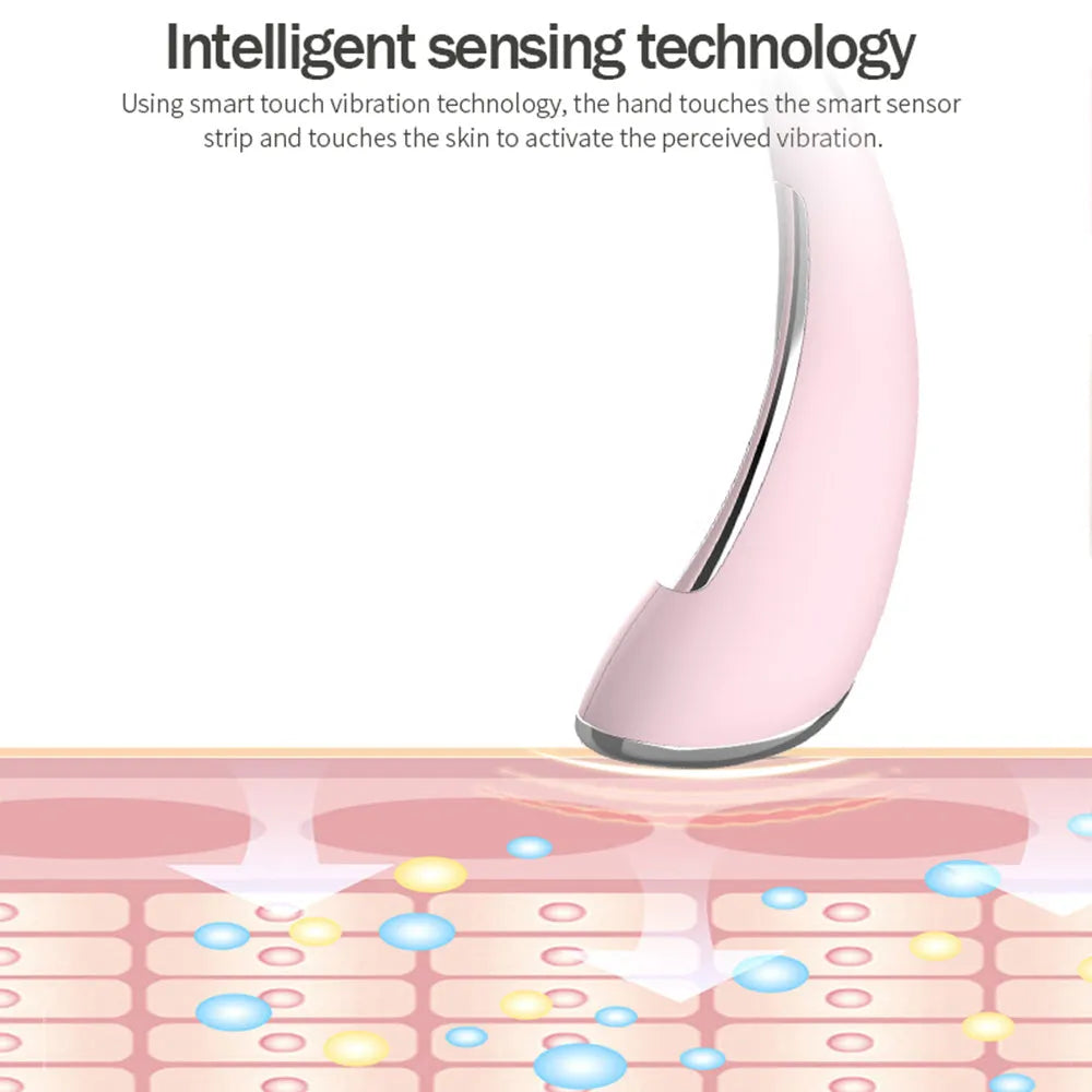White multifunctional scraping beauty instrument with ergonomic handle, 130mm length, for face slimming and ionic therapy