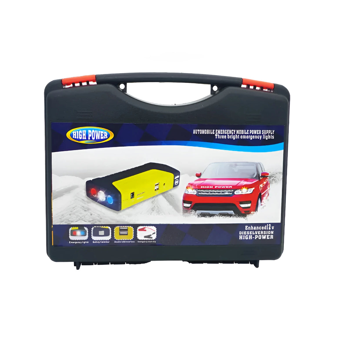 TM15A car emergency start power with high rate battery in green colour, 200A starting current, USB and laptop ports