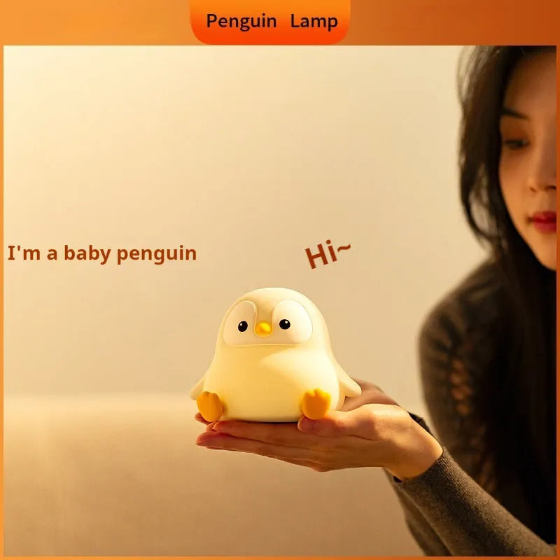 Pat USB rechargeable penguin baby night light in cartoon style with two sizes for children's room