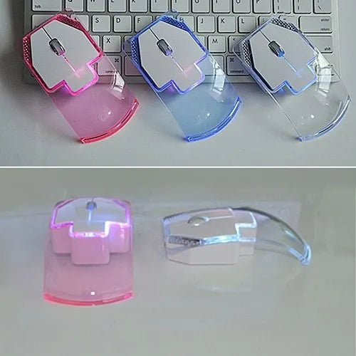 Ultra-thin transparent 2.4GHz wireless optical luminous mouse with USB receiver for laptop or PC