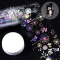 Roll of starry sky nail stickers 1 metre length 4 cm width in plastic bottle packaging with black star pattern