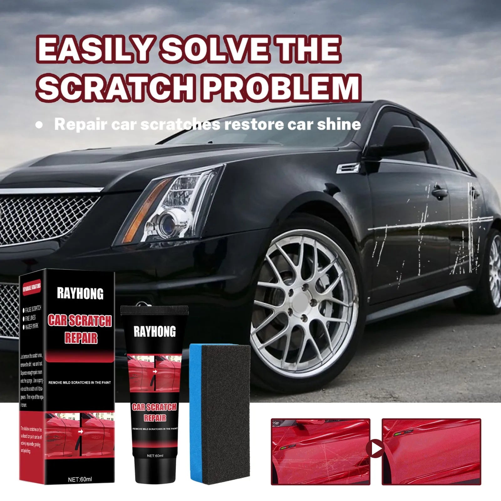 60ml car scratch repair wax kit with applicator for paint surface maintenance