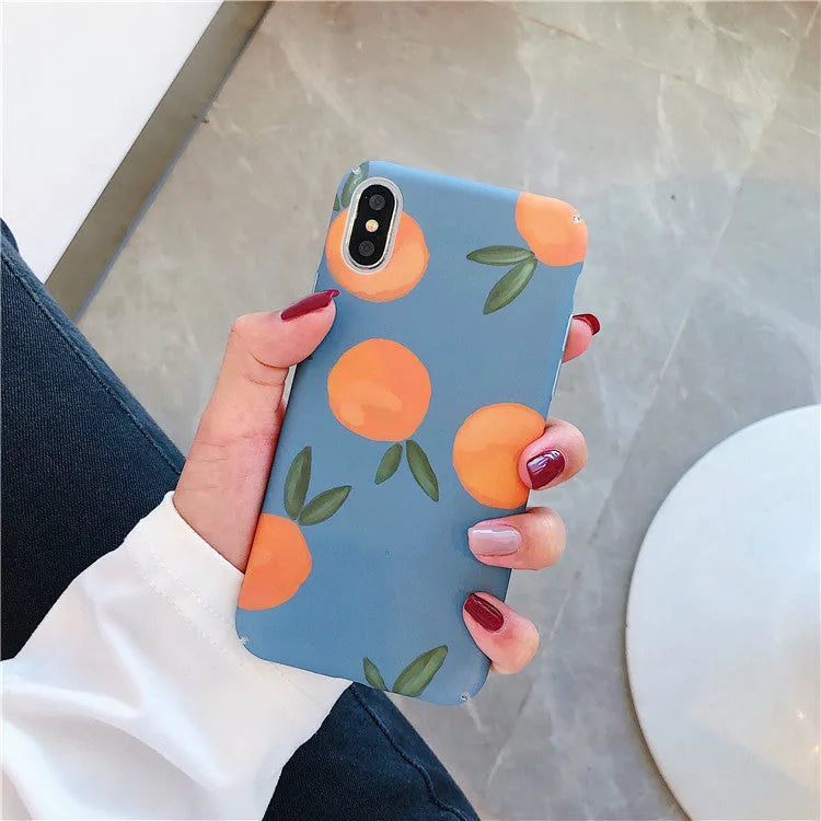 Orange retro plastic iPhone back cover case with water and blue background design