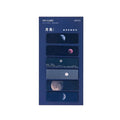 Pack of 90 night sky star index post-it notes in six colours: sky, moon, ocean, dusk, forest, and petard.