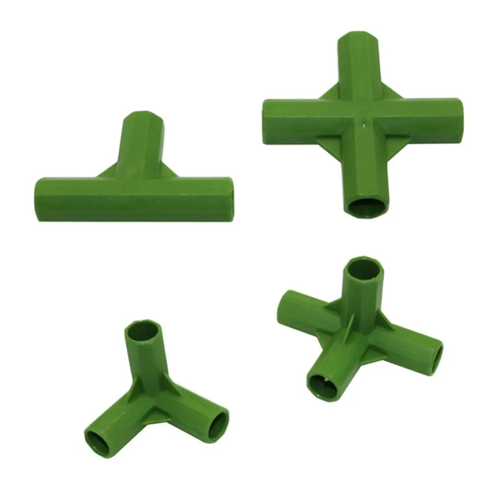PP plant support connectors for 11mm garden stakes with 3-way and 4-way joiners