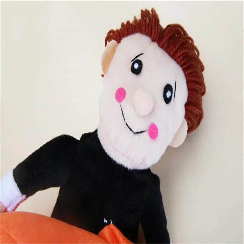 Orange cotton pet Halloween pumpkin costume with adjustable Velcro bust on a dog