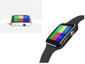Black smart watch with 1.54-inch touch screen and silicone strap on a wrist.