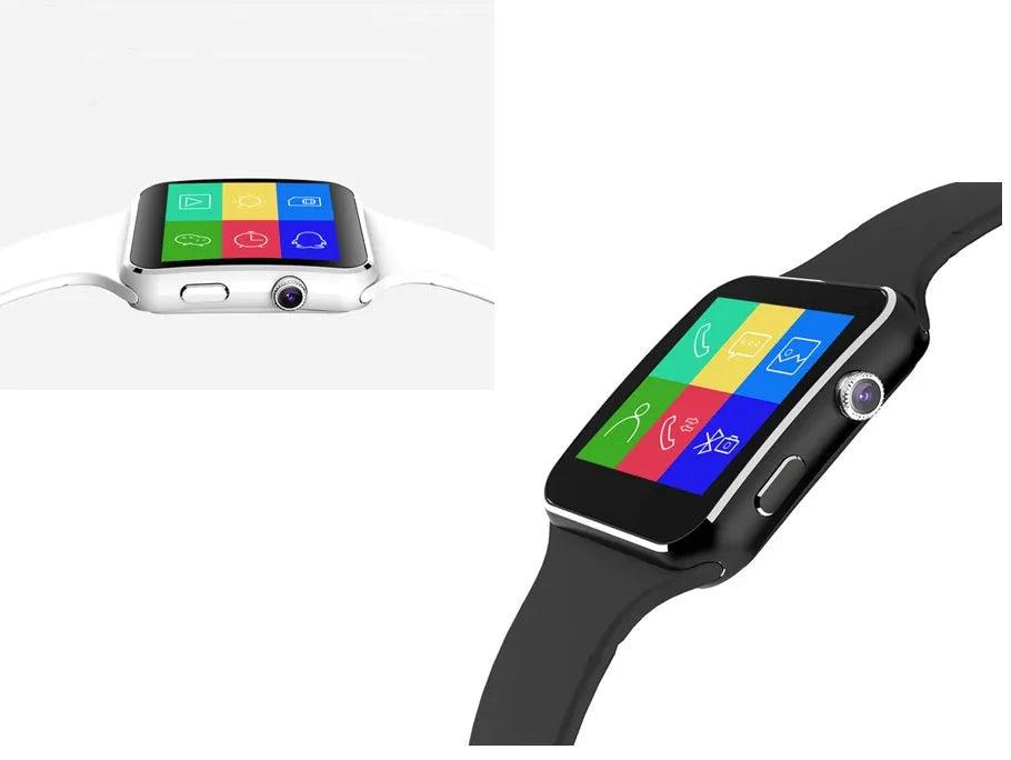 Black smart watch with 1.54-inch touch screen and silicone strap on a wrist.