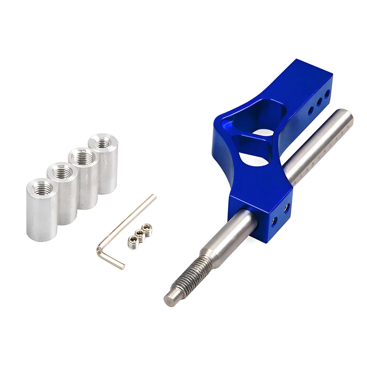 Adjustable gear lever car modification accessory in aluminium alloy and stainless steel on a dark background