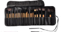 24 piece professional makeup brush set with wooden handles in PU gift bag