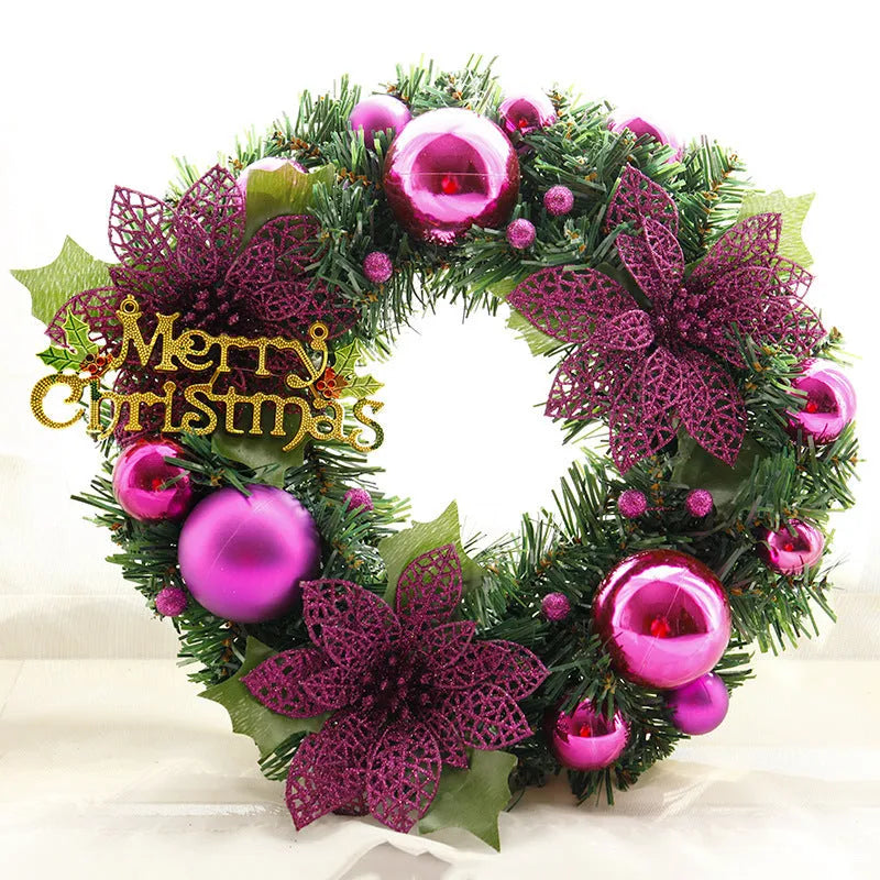 Multicoloured plastic Christmas wreath decoration with a diameter of 30 cm.