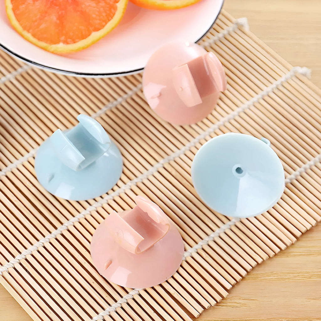 Flexible PVC suction cup rice scoop 19cm length blue colour mounted on kitchen tile