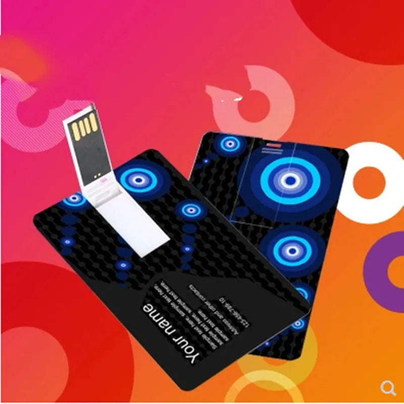 Custom logo USB flash drive in business card shape with plastic shell and USB 2.0 connector