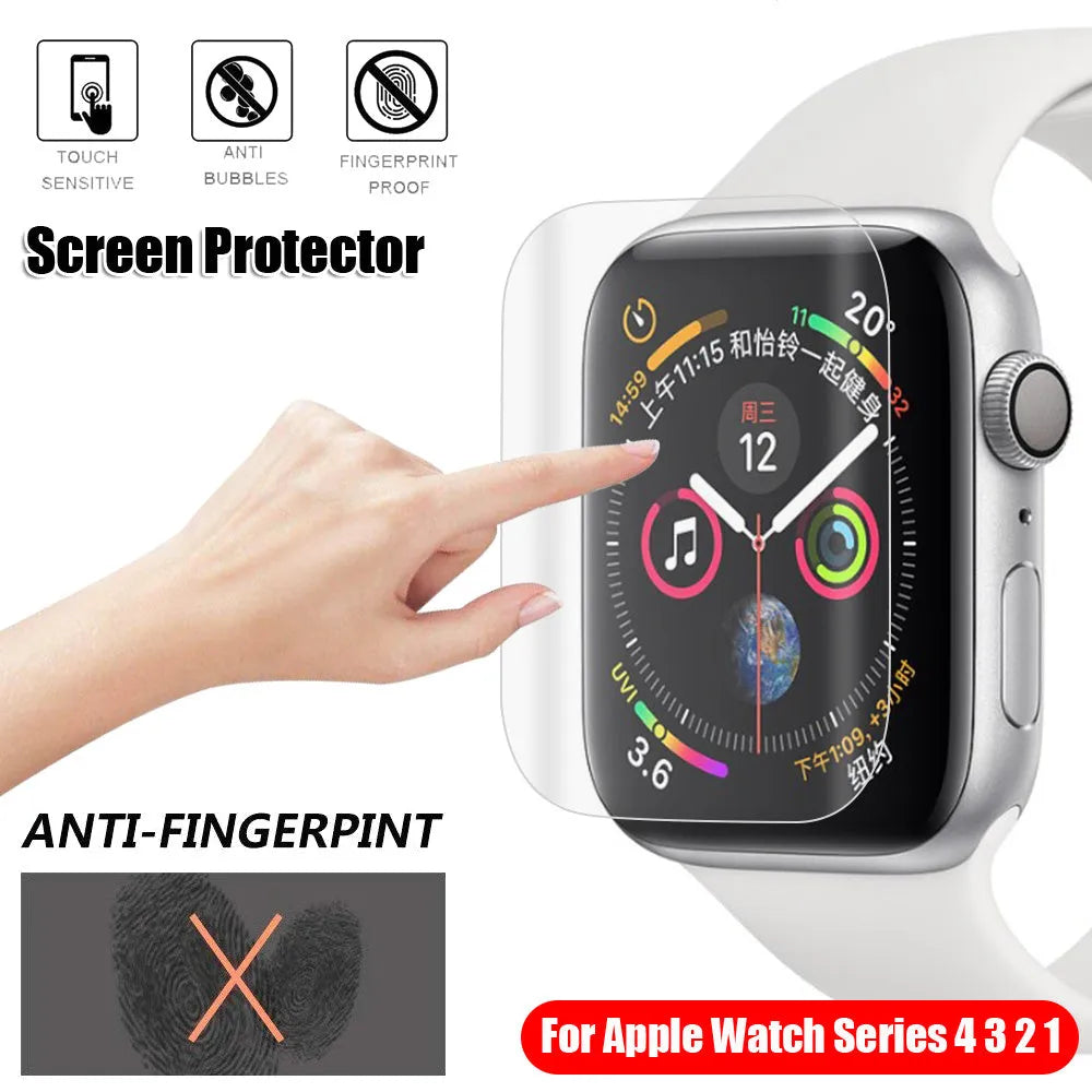 Apple Watch full coverage hydrogel screen protector for Series 3 and Series 4 models