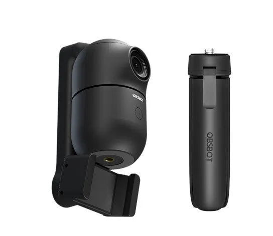 Black foldable PTZ phone bracket with tripod for face-following live streaming