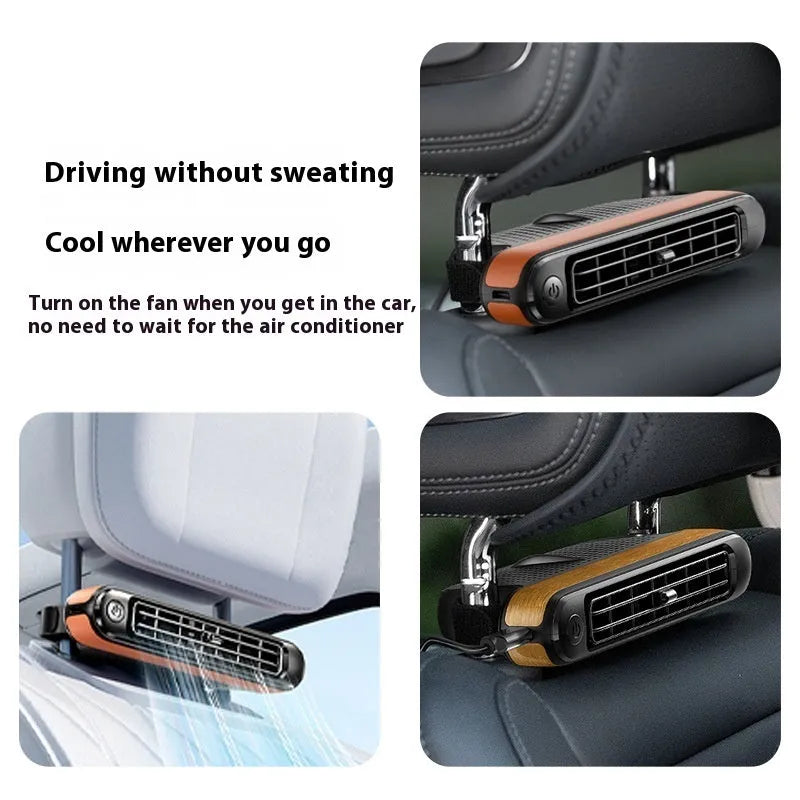 Car turbine fan rear seat USB small fan in CF04 Black with brushless motor and no-blade design