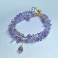 Handmade double row ametrine crystal bracelet in D178 colour with gravel beads